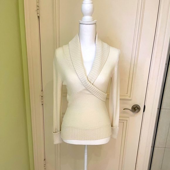 BCBG Cream Shawl Collar Sweater - Picture 1 of 13